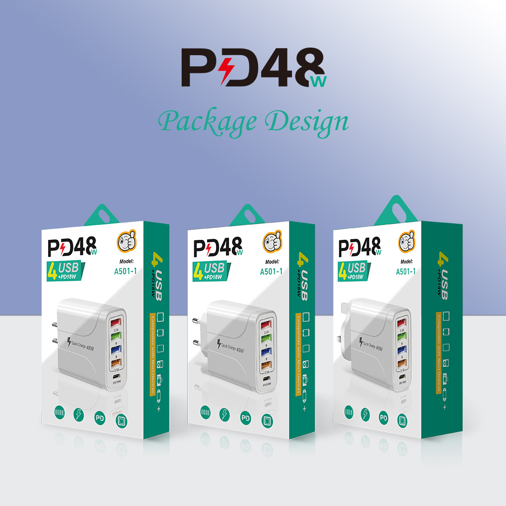 4USB PD18W 5-in-1 48W Multi-Interface PD Schnellladegerät 4U+PD_voghion.com