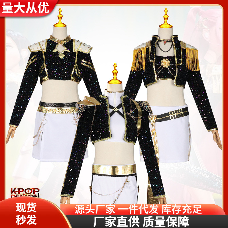 Hunter Witch Group K-Pop K-Pop Cos Zoe Miralu Black Gold Costume Anime Film and Television Performance Costume