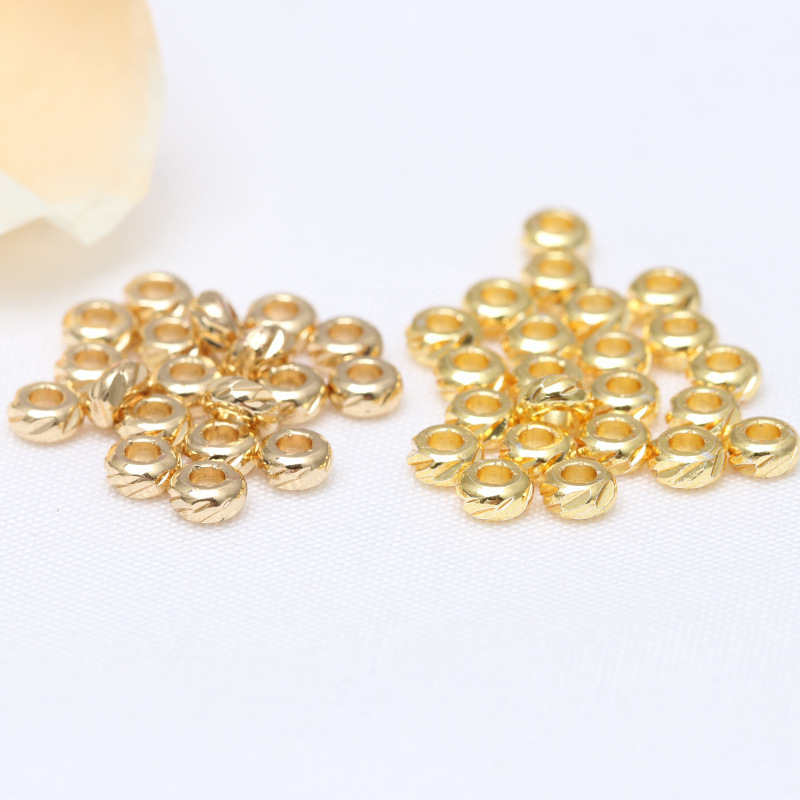 14K Gold Bag Accessories Cut Flower Tire Beads DIY Handmade Jewelry Cut Gear Beads Beads Color Spacer Small Gold Beads
