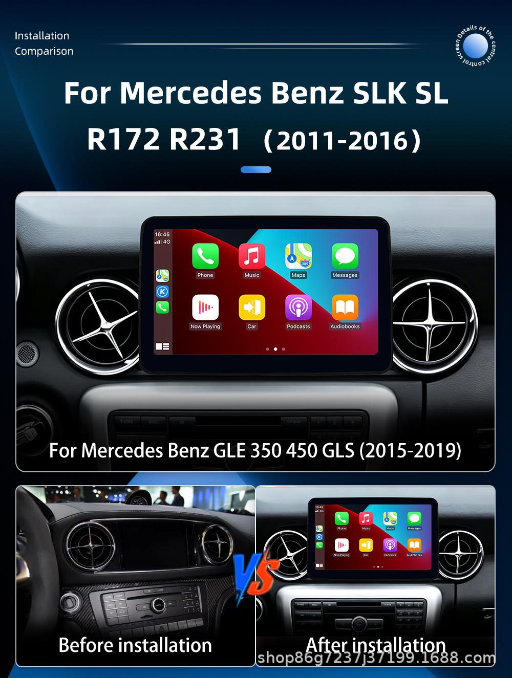 9inch Android Mercedes-Benz SLK SL SLC R172 R231 car central control navigation system with built-in Bluetooth and GPS