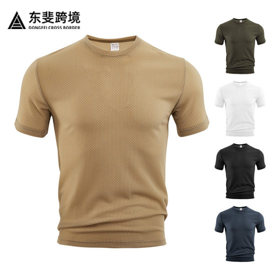European code cross-border men's TK summer thin sports leisure loose breathable quick-drying bubble gauze men's short sleeve T-shirt
