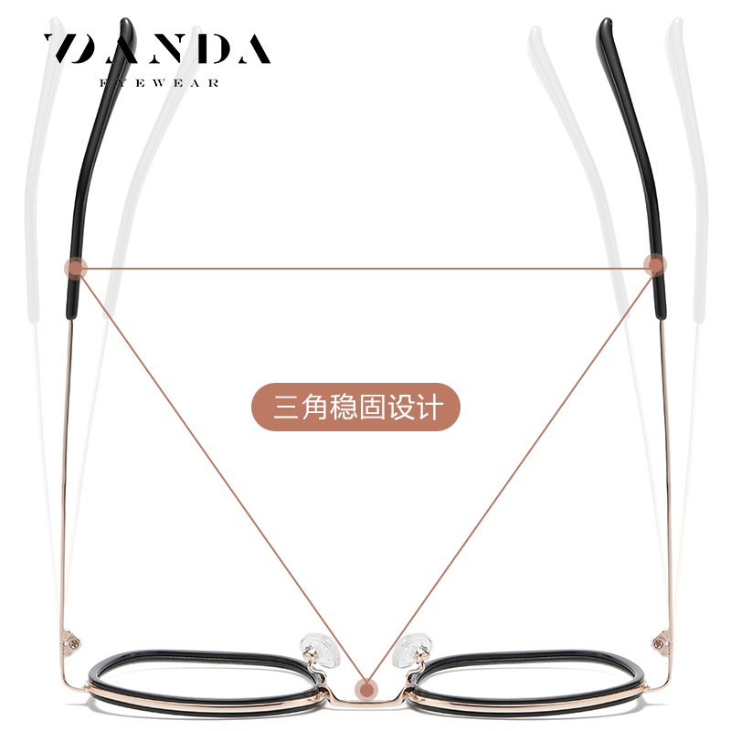 Nuevas gafas de luz anti-azul de las mujeres de moda cuadrado redondo gafas retro marco TJ846 oro pegamento mezclado con miopía hombres