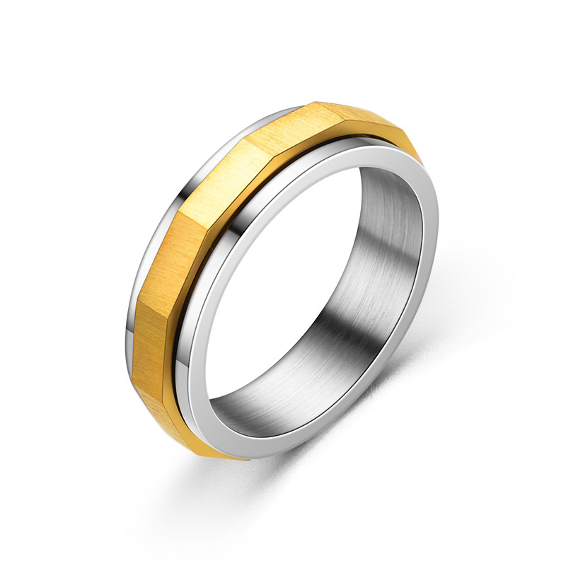 Unisex Gender Retro Classic Style Geometric Titanium Steel Plating Unisex Rings Men Band Rings