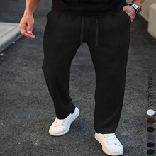 U 73640 Casual Elastic Waist Straight Leg Pants ��������