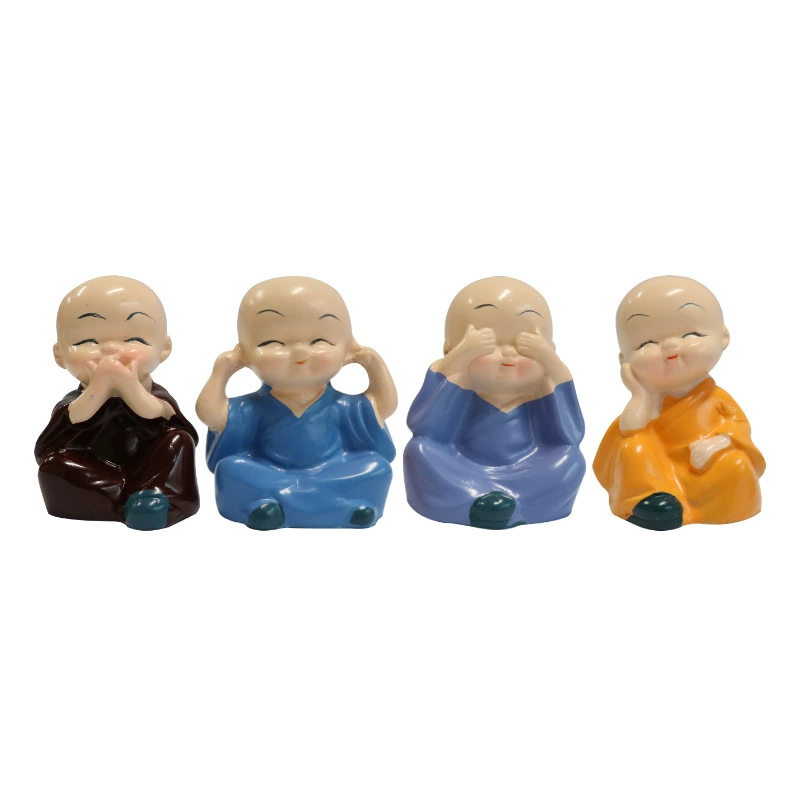 Аккуратные автомобильные украшения Four Niwei Monk Cartoon интерьер поезд творческий Саму кукла из смолы