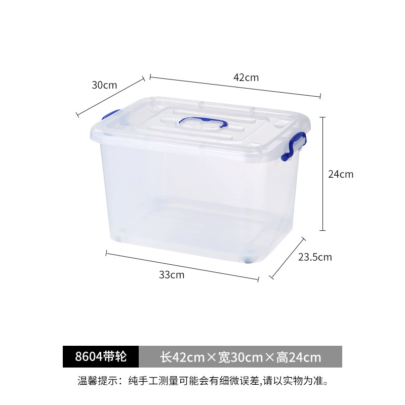 Transparent plastic storage box with lid and handles, stackable, multiple extra‑large sizes (cm)