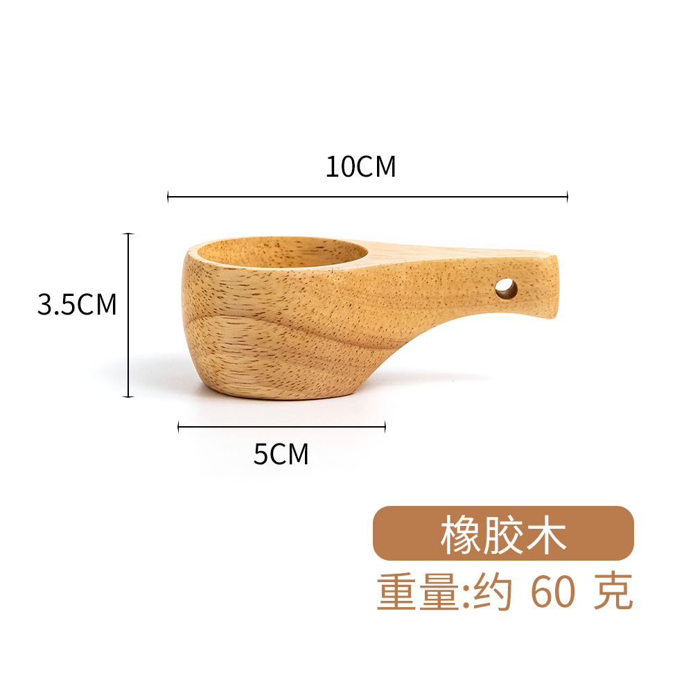 Taza de madera maciza nórdica creativa Taza de leche de desayuno para el hogar Ceremonia del té de madera Camping retro Taza de café portátil