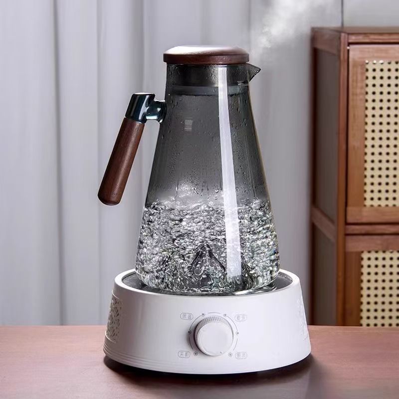 新款观山高硼硅玻璃凉水壶耐高温大容量木把新中式凉水杯冷水壶|undefined