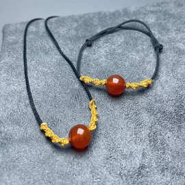 天然红玛瑙相思豆项链手链有球必应转运珠情侣款礼物可调节项链