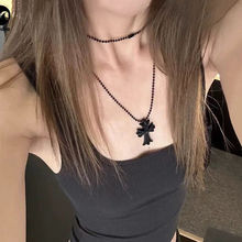 y2k复古十字架项链高级感串珠长款锁骨链暗黑choker颈链甜酷配饰