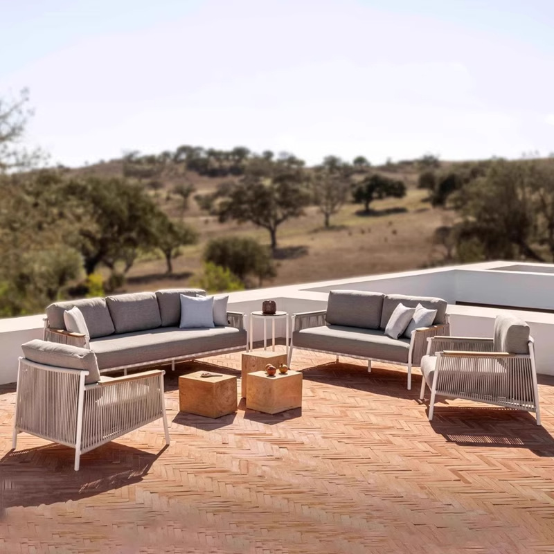 Sofá al aire libre patio jardín al aire libre terraza impermeable protección solar nórdica ocio varña balcón exterior combinación de sofá