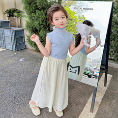 女童夏季套裝2024新款兒童洋氣背心闊腿褲兩件套女孩氣質時尚衣服