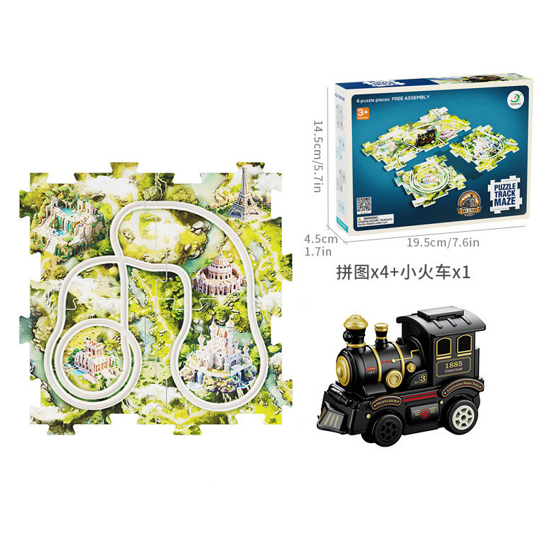 Niños plástico multi-funcional rompecabezas eléctrico coche de ferrocarril mini Road sign rompecabezas ensamblado juguete traje fábrica al por mayor