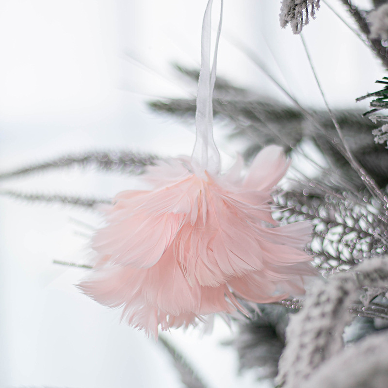 7cm Rosa espuma embrión pluma BOLA DE Navidad decoración de la boda centro comercial ventana techo colgante árbol de Navidad colgante