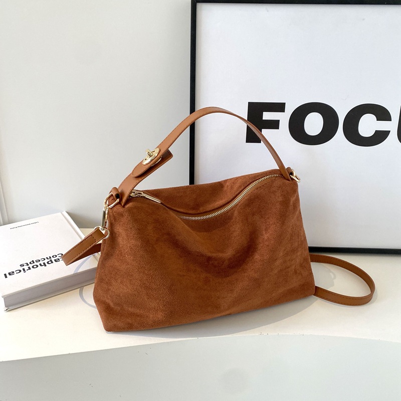 Autumn/Winter Versatile Matte Faux Suede Bag 2025 New Arrival Luxury Vintage Fashion Shoulder & Crossbody Bag For Women - Thumbnail 7