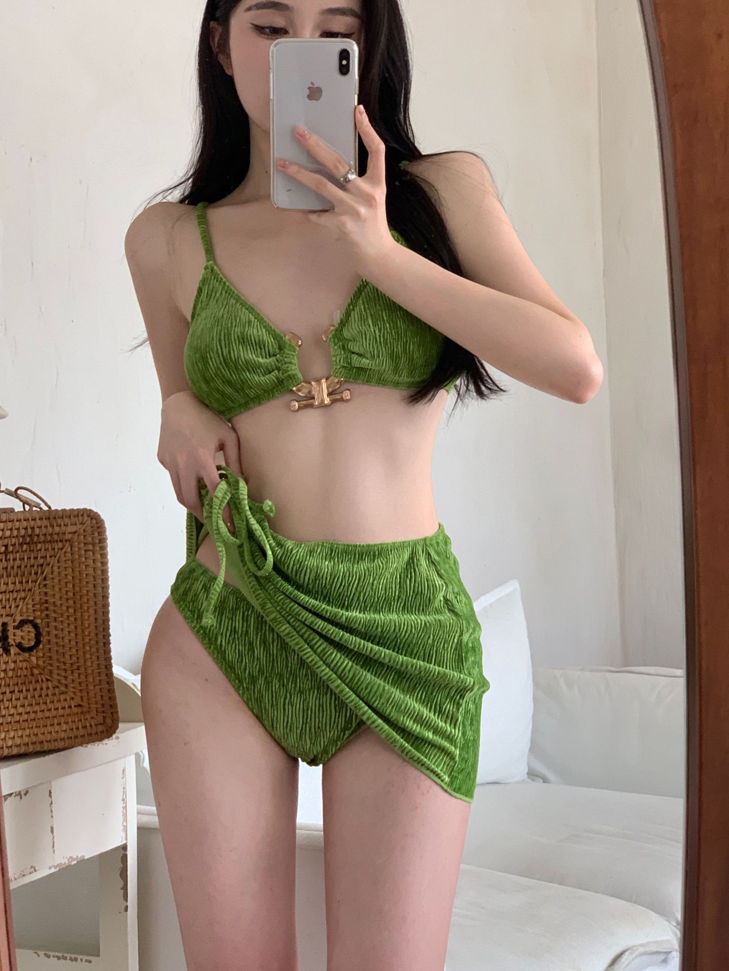 Women's Solid Color 3 Pieces Set Bikinis Swimwear display picture 2