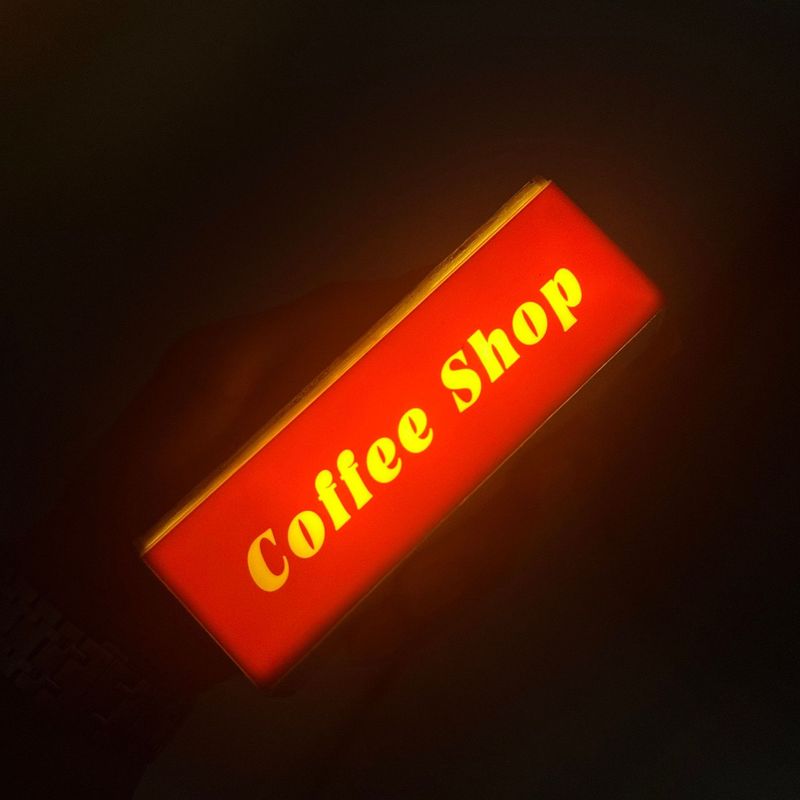 クリエイティブロゴ冷蔵庫マグネット磁気コーヒーライトサインバスルームミニチュアミニライトボックス家の装飾装飾品|undefined