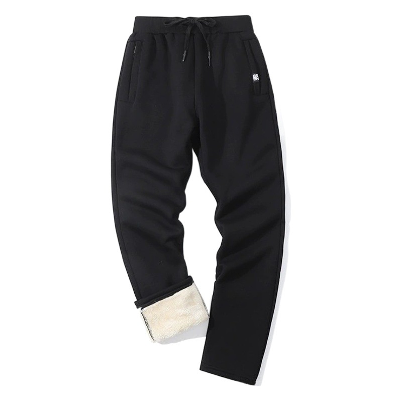 Foreign trade wholesale men's fleece-lined padded bathroom pants inner lamb velvet beautiful size casual pants warm pants winter men's pants