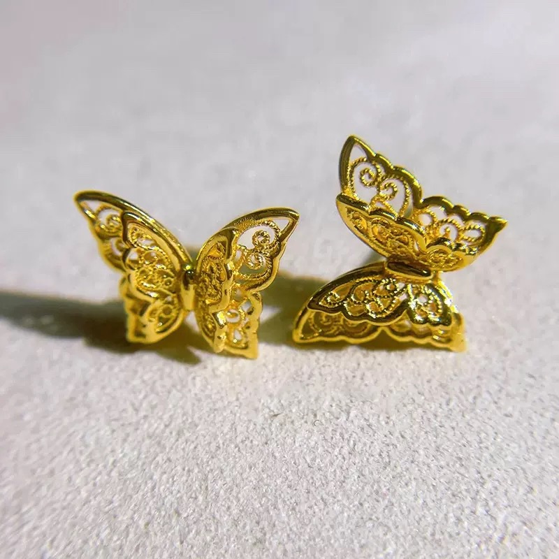 Hollow Double Layer Butterfly Stud Earrings For Girlfriend Gift_voghion.com