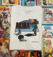 WHO CARE Ретро Энциклопедия ARKIRAwhite tee Akila белая футболка с принтом корейская версия