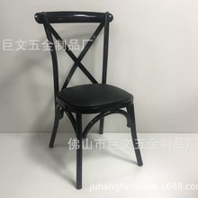 新款出口可拆装树脂交叉背椅 塑料仿木纹交叉背椅 酒店宴会餐椅