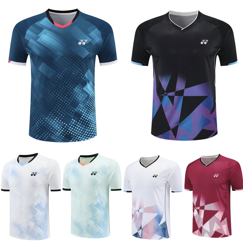 2025Yy New Badminton Uniform Short-Sleeved T-Shirt Sports Breathable Quick-Drying Jersey for Men and Women Can Be Printed for Competition Training