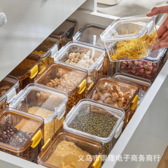 食品級防湿密封缶の四角い透明pet雑穀貯蔵タンクはお茶の薬の保存箱を積み重ねることができます。