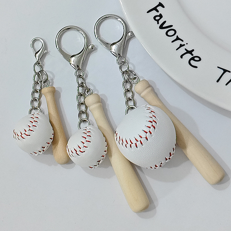 Cross-Border Realistic Baseball Pendant Leather Keychain with a High-End Feel, Spring Ring, Cute Backpack Charm, Small Gift Cross-Border Realistic Baseball Pendant Leather Keychain with a High-End Feel, Spring Ring, Cute Backpack Charm, Small Gift