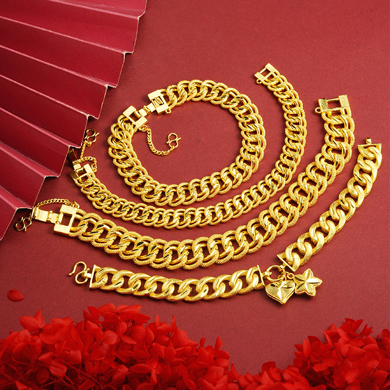 Brazalete de oro de oro vietnamita pareja de hombres y mujeres personalidad exagerada Europa y América accesorios joyas transfronterizas del sudeste asiático nuevos productos