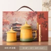 The Palace Museum Cultural Creation Office Cup (without pattern) 3-piece set-yellow and green