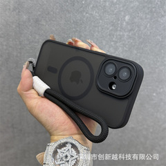 Apple 16 Pro Max用肌触りマット磁気吸着スマホケース、iPhone 17用フルカバーレンズフィルム、15用ストラップ付きケース