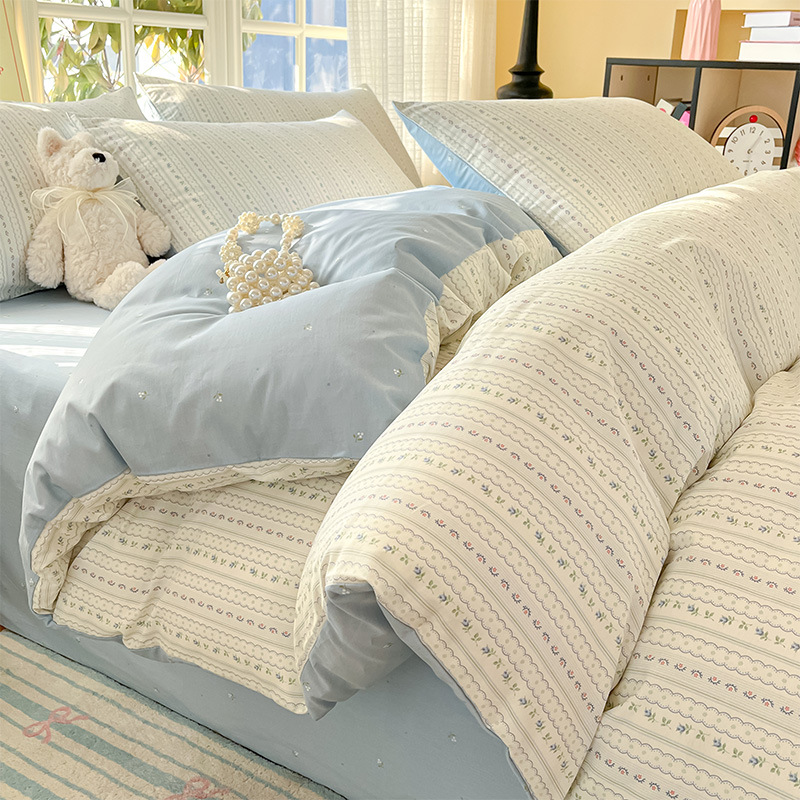 Polka (¡Recomendado!) / Juego de sábanas de 1,2 m de tres piezas [funda de edredón 150*200cm sábana de cama 180*230cm funda de almohada 48*74cm * 1]
