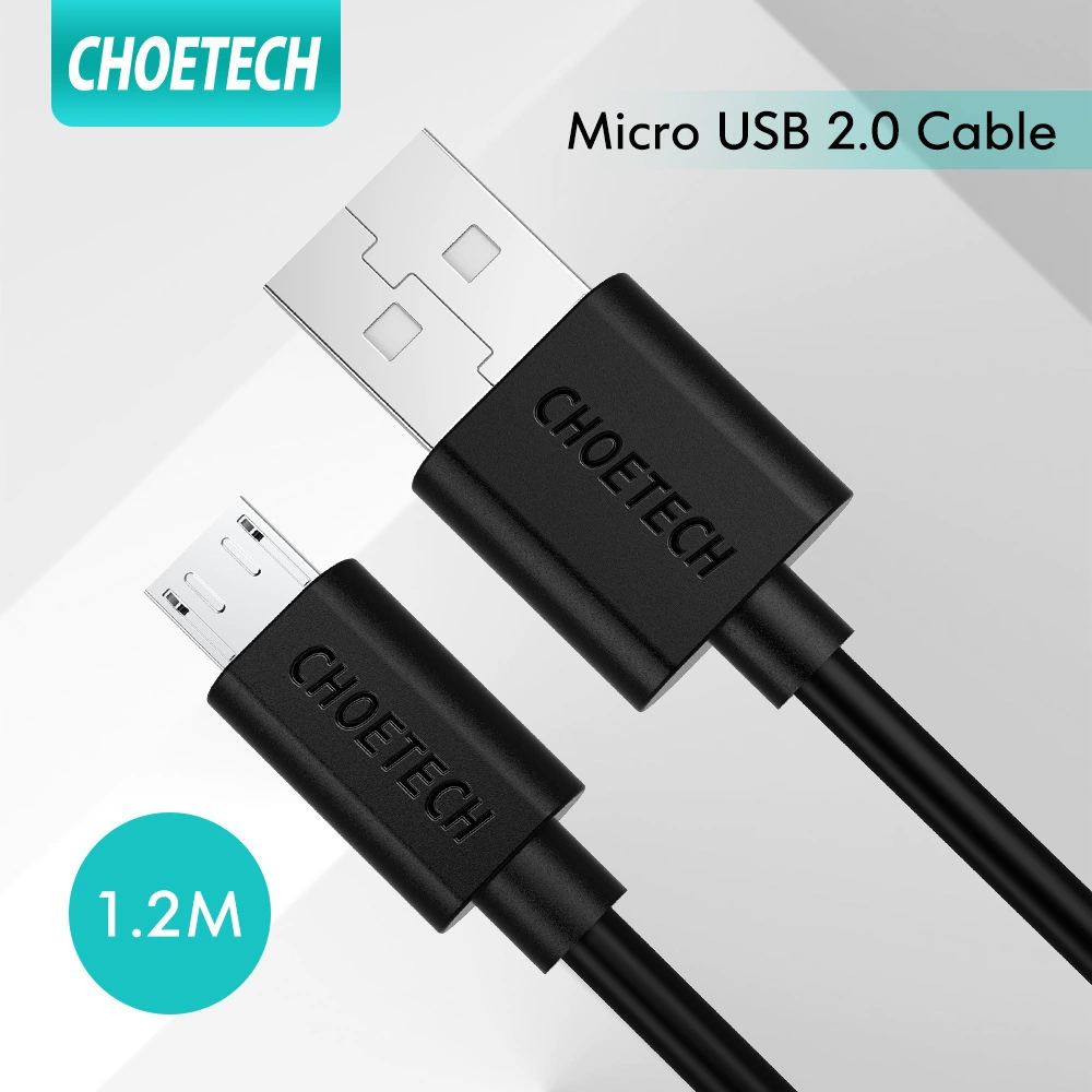 CHOETECH Android кабель для передачи данных 1,2 м USB 2.0 мобильный телефон кабель для зарядки Android 2.4A зарядный провод PE в мешке