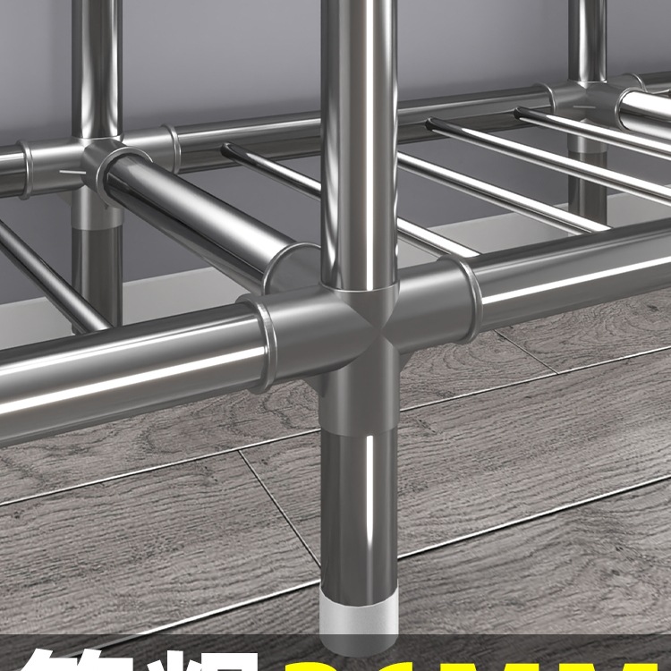 Metal Wardrobe for Rental Rooms, Bedroom Household Simple Assembly Fabric Wardrobe, Thickened and Reinforced Full Steel Frame Closet