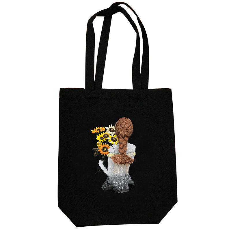 Original-bordado bolsa de lona DIY material bolsa estudiante bolsa de tela hombro hecho a mano principiante material bolsa kit Su bordado