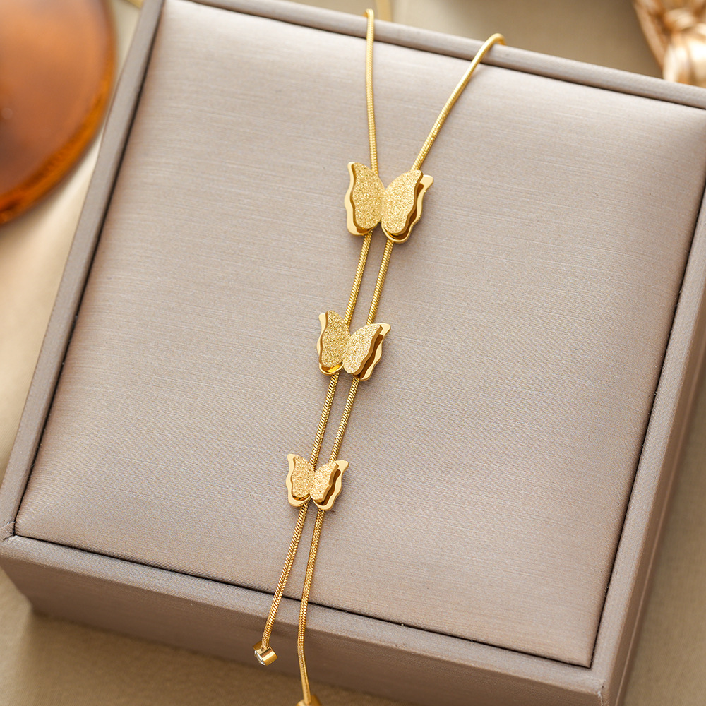 Cross-border Hot Sale Elegant and Personalized Women's Pure Titanium Steel Necklace with Electrolysis 18K Gold Clavicle Chain Necklace Jewelry Fadeless