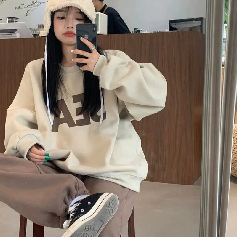 Оптовая продажа 2023 Новый толстый ленивый ветровой Топ большого размера с буквами Tide Super Fire толстый свитер женский зимний