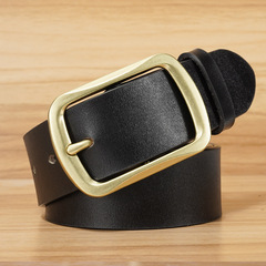 Men's cowhide belt pin buckle genuine leather belt men's fashion versatile simple retro trousers belt for young and middle-aged men