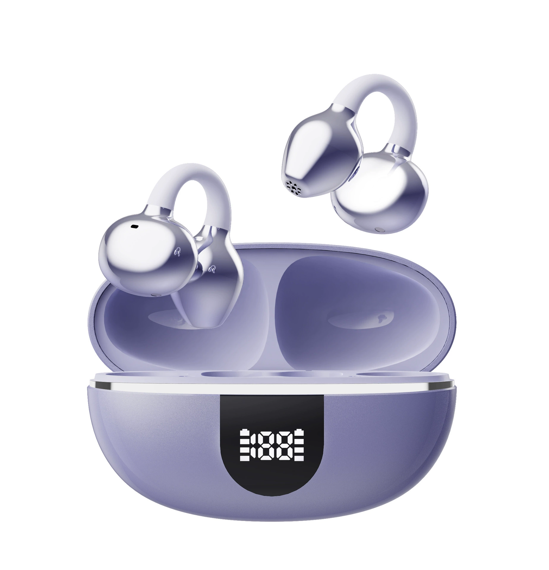 Bone‑conduction ear‑clip Bluetooth headset, noise reduction, low latency, decorative earring option