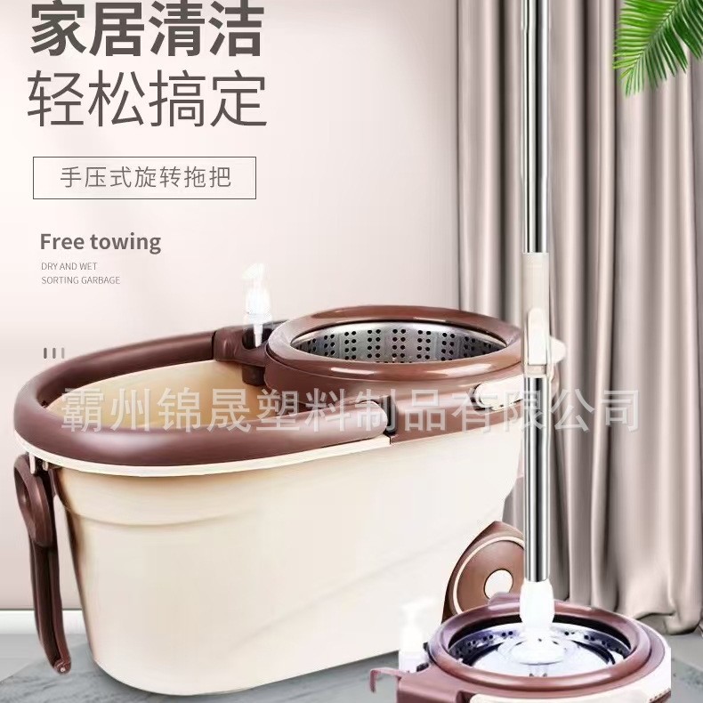小号旋转拖把带轮带桶拖把干湿两用吸水拖把棉线甩水头拖把工厂代