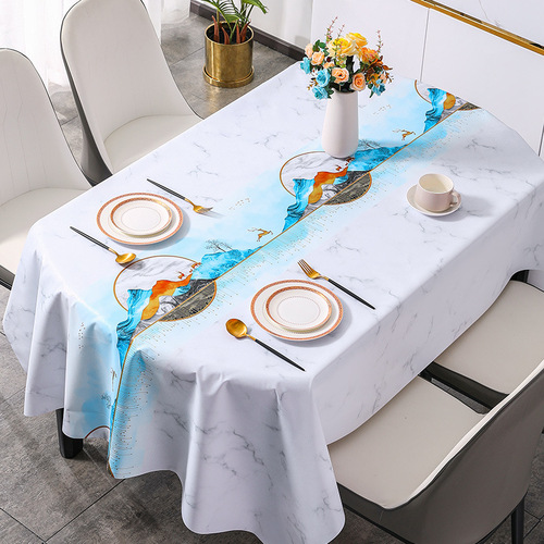 Light luxury and high-end oval pvc tablecloth wholesale household waterproof and oil-proof tablecloth coffee table cloth drop shipping