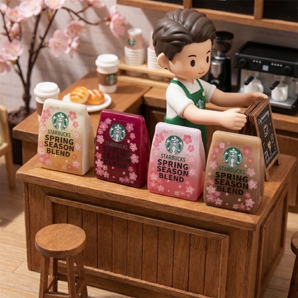 Starbucks Spring Limited Edition Cherry Blossom Miniature Ornament, Simulation Model Toy, Desktop Decoration