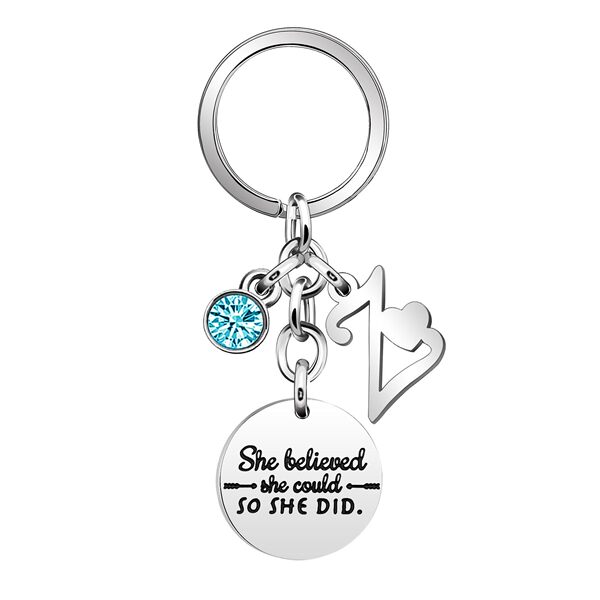 Blue keychain stainless steel
