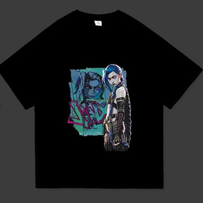2025 Arcane Jinx Anime T-shirt Camisetas Unisex Harajuku Street Fashion T-shirt