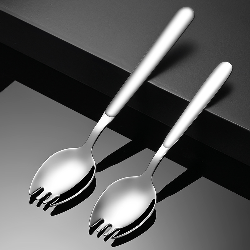 316 stainless steel fork spoon one-in-one two-in-one large size children's tableware salad spoon fork dual-purpose spoon pasta 316 stainless steel fork spoon one-in-one two-in-one large size children's tableware salad spoon fork dual-purpose spoon pasta