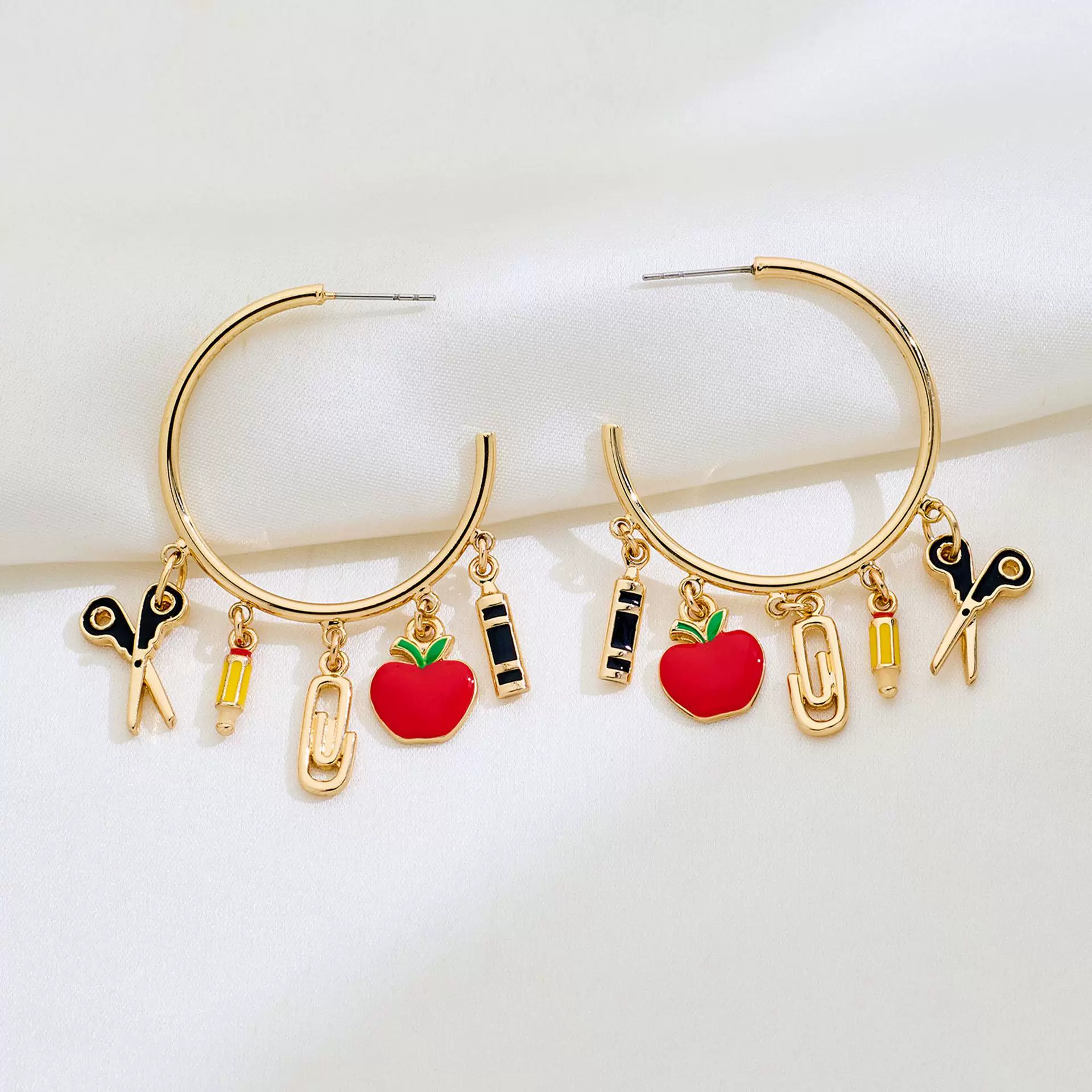 欧美德国开学季耳饰铅笔字母流苏耳扣耳环简约时尚复古风外贸饰品