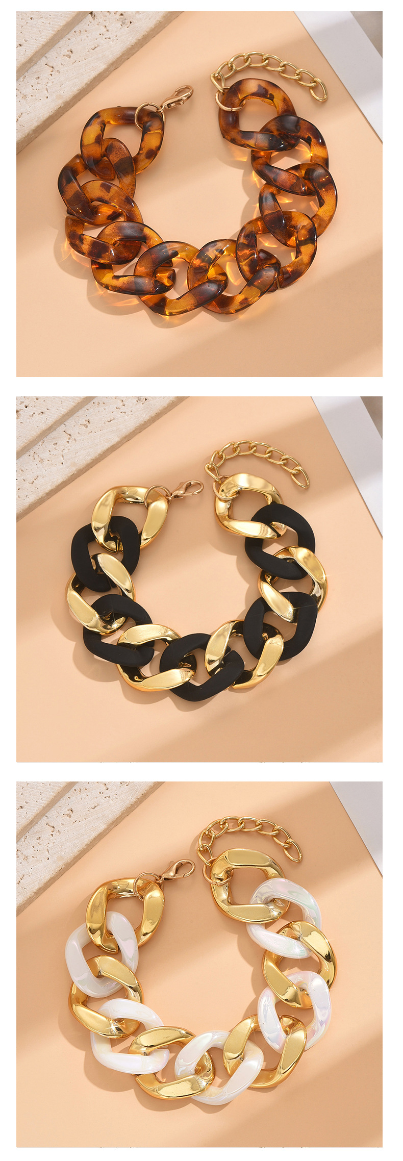 Exaggerated Simple Style Geometric Acrylic Chain & Link Bracelets Wholesale display picture 1