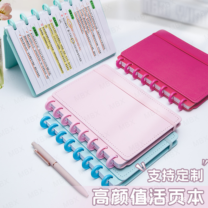 A5 macarrón botón de hongos cuaderno de cuaderno PU elástico cuaderno de cuadernos de papelería image 3