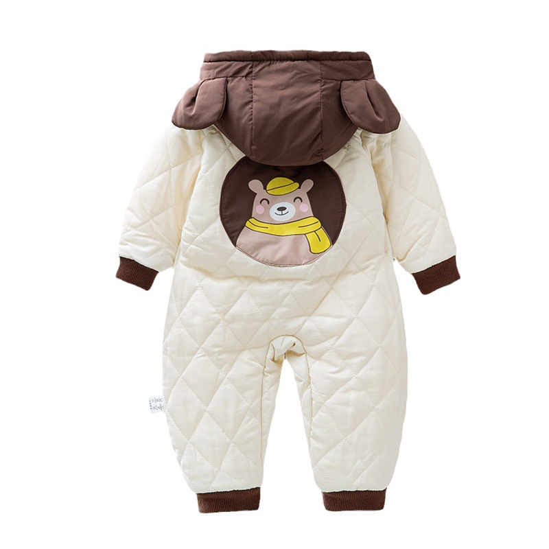 Bebé engrosada ropa de invierno de una sola pieza bebé niña forma de dibujos animados mono acolchado lindo bebé de moda de los niños mameluco Outwear image 5