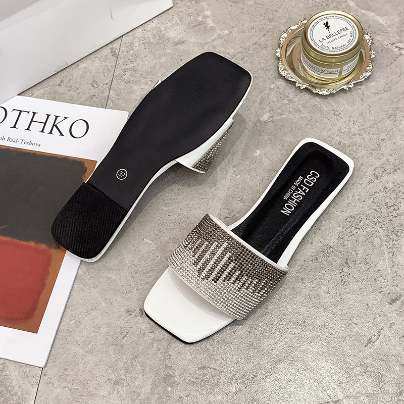 für Damen Frühling und Herbst Neue Oberbekleidung Flacher Boden Wasser Diamant 2024 Ein Wort Koreanische Ausgabe Instagram Groß 41-42_voghion.com